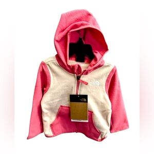 NWT The North Face Pink and Cream Glacier Hoodie 12 months
